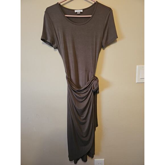 Calvin Klein Women's Short-Sleeve Tie-Front Wrap‎ Dress Size 6 Olive Green - Picture 1 of 6